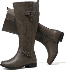 Luoika Women's Extra Wide Calf Knee High Boots, Width Round-Toe Blocked... 