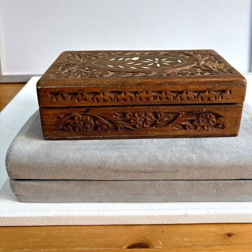 Vintage indian carved wooden - vintage,