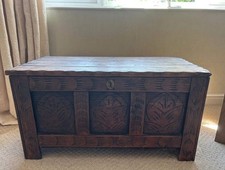 Antique 18th Century Carved Oak Coffer / Blanket Box