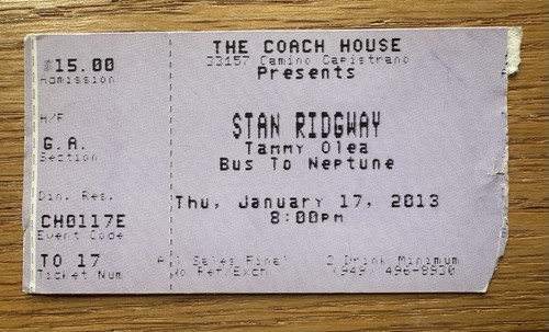 Stan ridgway concert - stan,