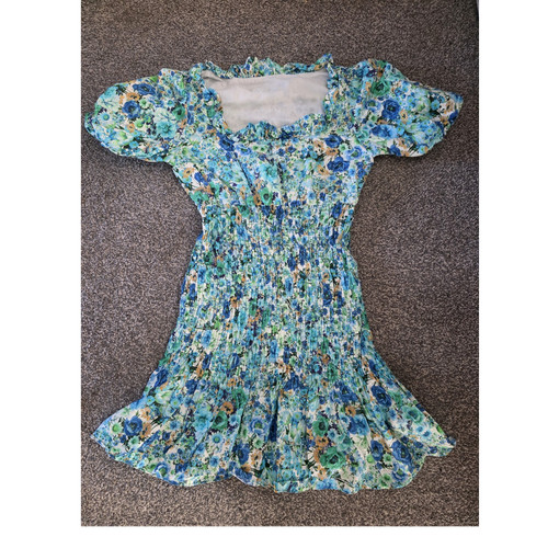 Zara blue floral smocked - blue,