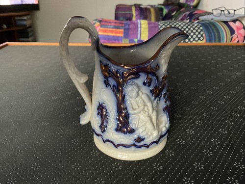 Victorian blue jug with copper - blue,