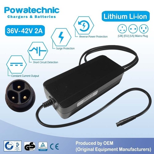 42v max pin charger - 2a, 3-pin