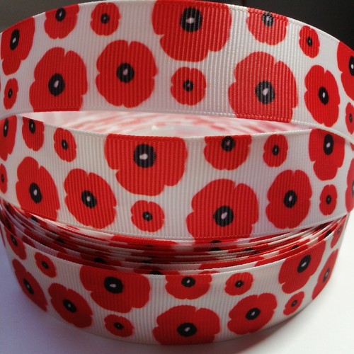 Poppy flower grosgrain - poppy,