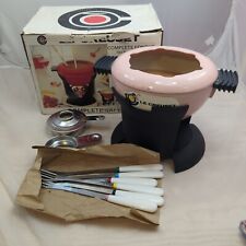 Rare Vintage Le Creuset Pink Cast Iron Fondue Set Boxed With Forks  