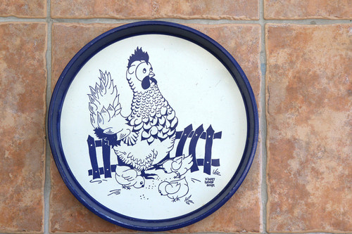 Retro round metal - retro, tray