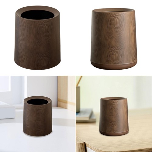 Wood grain trash can waste - can,