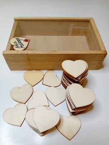 Plywood laser cut hearts - 50,