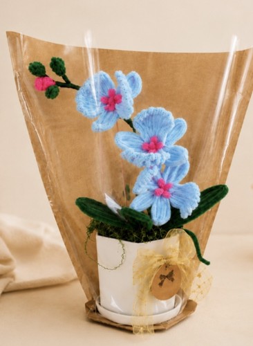 Blue orchid pot - blue, –