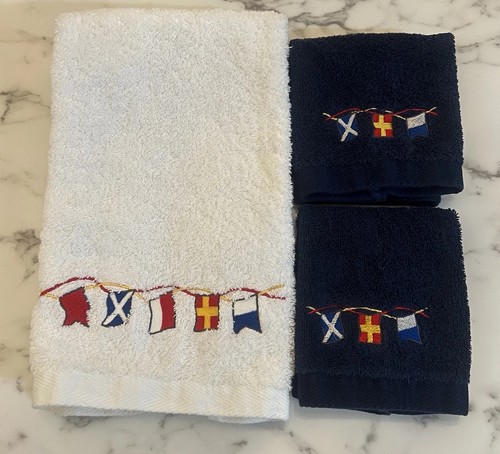 Vintage nautical flags towel - nautical,