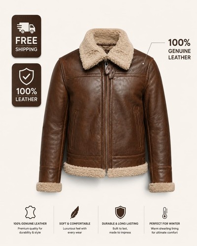 Mens brown shearling leather - mens,
