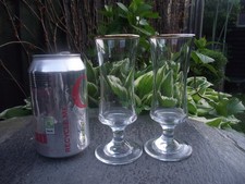 Two Vtg Clear Glass Gold