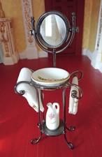 1:12th Dolls House Reutter Black Metal Wash Stand & Accessories Victorian Rose