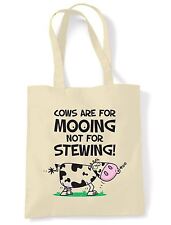 Vegetarian Cows Are For Mooing Tote Shoulder Shopping Bag - Vegan Gift Present