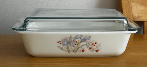 Large pyrex blue iris - pyrex,