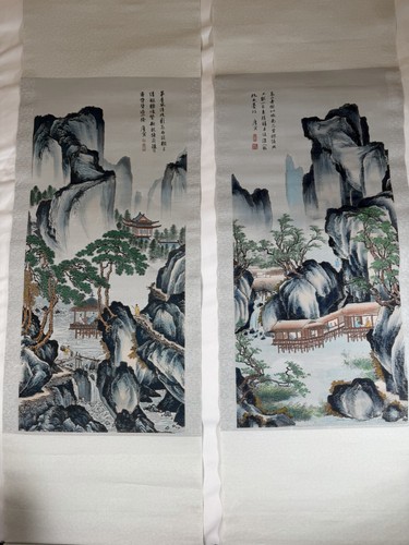 Chinese silk landscape hanging - chinese,