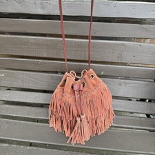 Vintage Topshop Y2K Suede Slouchy Handbag Crossbody Bag Slouch Hobo Boho Fringe
