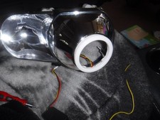 LED Headlight Rings Halo Angel Eyes White + Amber Indicator DRL Switchback. 72mm