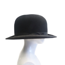 Vintage black bowler hat - hat, &