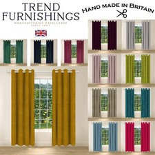 THICK PLUSH VELVET MADE TO MEASURE BESPOKE PAIR EYELET CURTAINS HANDMADE IN UK