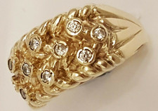 Keeper Ring (U) 3 Row with Cubic Zirconias 9ct Gold HALLMARKED 11.32gr VGC-Boxed