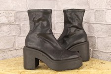 BLACK CHUNKY PLATFORM ANKLE SOCK BOOTS SIZE 4 / 37 BY H & M GOOD USED CON