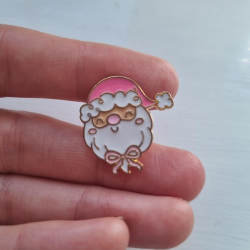 Pink santa face - pink, pin