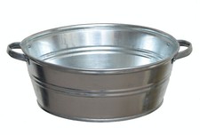 new galvanised round metal tin washing bowl bath tub - 40 cm / 13 ltrs
