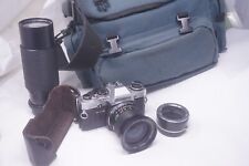 VINTAGE OLYMPUS OM10 SLR FILM CAMERA WITH 28mm & 75-300mm lenses