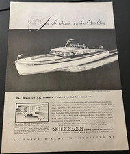 Wheeler 46' Double Cabin Fly Bridge Cruiser - Vintage Boating Print Ad Wall Art