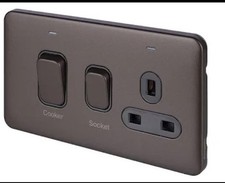 SCHNEIDER LISSE GGBL4001BMB. COOKER SWITCH 45A DP . MOCHA BRONZE/BLK INTERIOR 