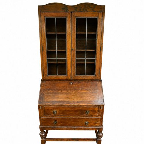 Antique oak bureau bookcase - oak,