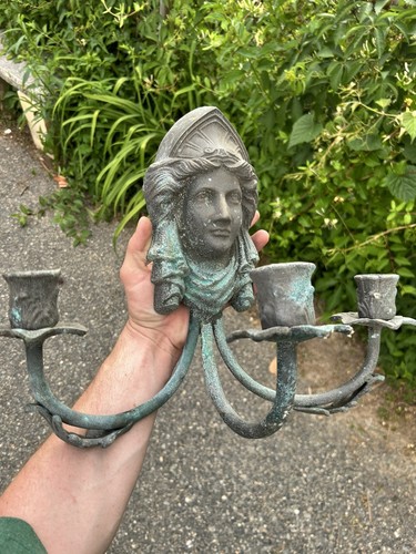 Antique bronze brass candle - antique,