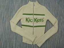 Kickers Jumper Women UK 6 High Neck Spellout Ribbed Full Zip Cotton Blend Jacket