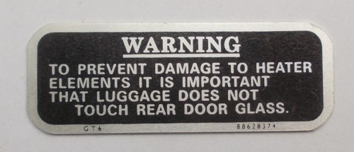 Warning plate for - rear, screen