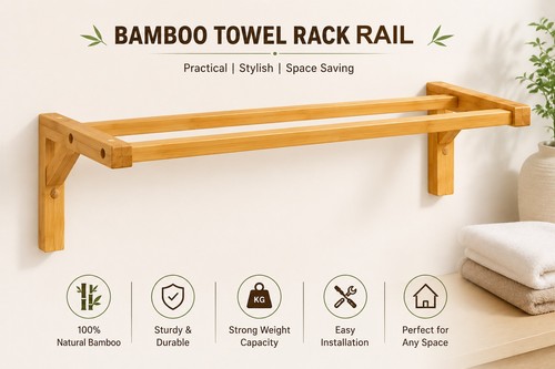 Bamboo towel rail holder 60cm - towel,