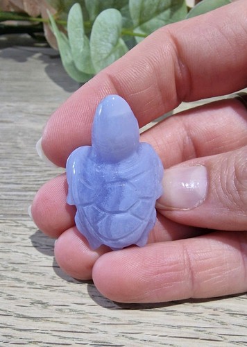Blue lace agate - crystal, turtle