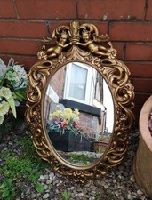 Vintage Ornate Wall Mirror Gold Cherubs Design