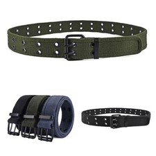 Double Eyelet Belt Jeans Belt for Women Men Fabric Belt Canvas Pants Belt