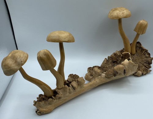 Wooden log mushroom - log, sculpture