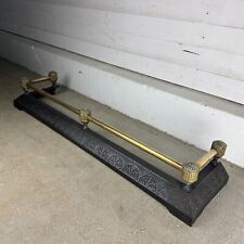 Small Victorian Cast Iron and Brass Fireplace Fender