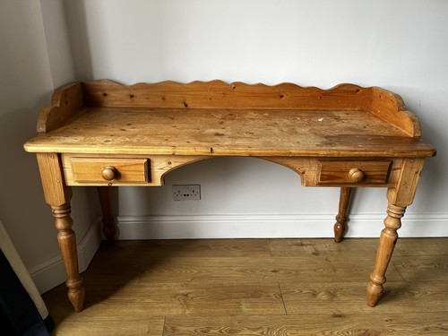 Pine wood desk with - with, drawers