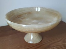 Onyx Marble Alabaster Centerpiece Pedestal Fruit Bowl Tazza, 20cm Dia, 10cm Ht