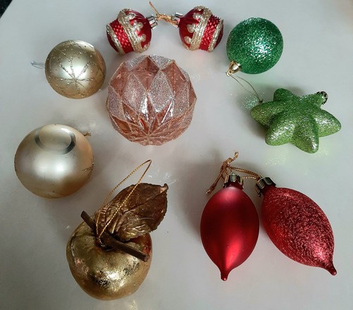 10x vintage christmas baubles - 10x,