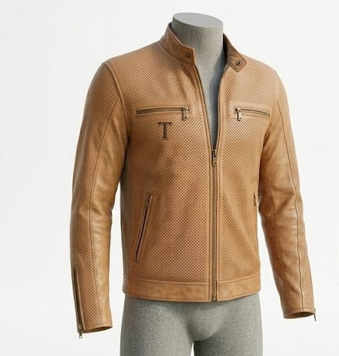 Premium tan perforated leather - premium,