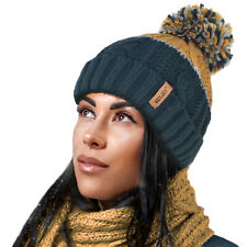 Warm Bobble Pompom Hat Thick Cosy Thermal Teddy Fleece Liner Winter Ski Camping