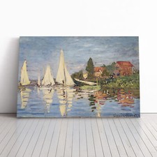 Claude Monet Regattas At Argenteuil (1) Canvas Wall Art Print Framed Picture