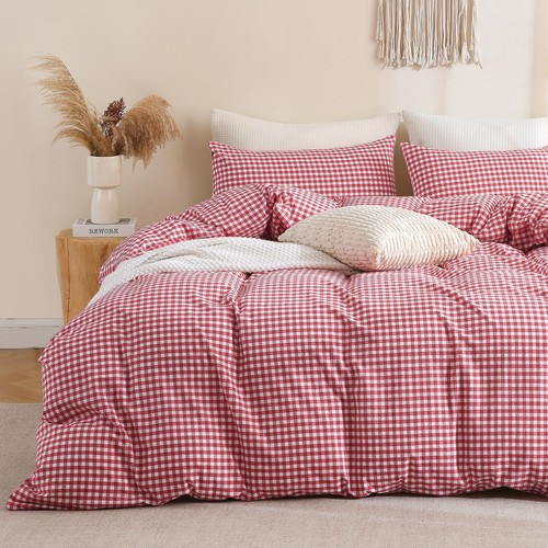 Red gingham duvet - duvet, cover