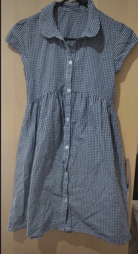 Girls navy blue gingham - blue, check