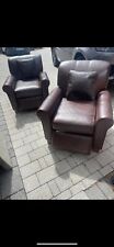 Marks And Spencer Dark Brown Leather Recliner Chair With Cushion To Match